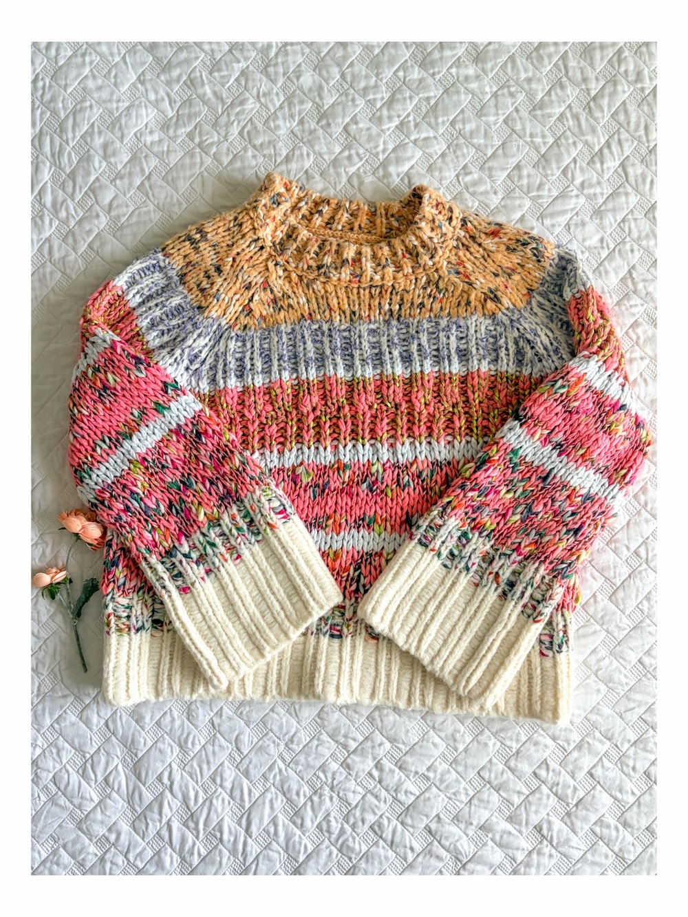 NWT Anthropologie Chunky Knit Alpaca Blend Striped Sweater Size Small